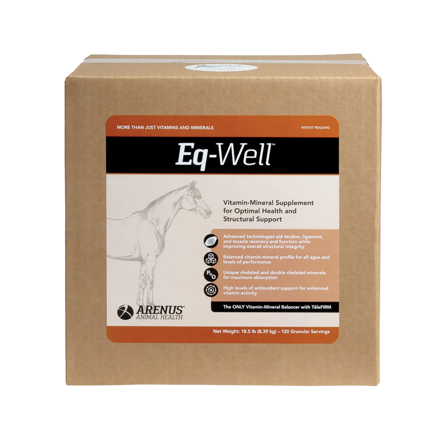 Eq-Well™,"Brown product box with front label and horse illustration"