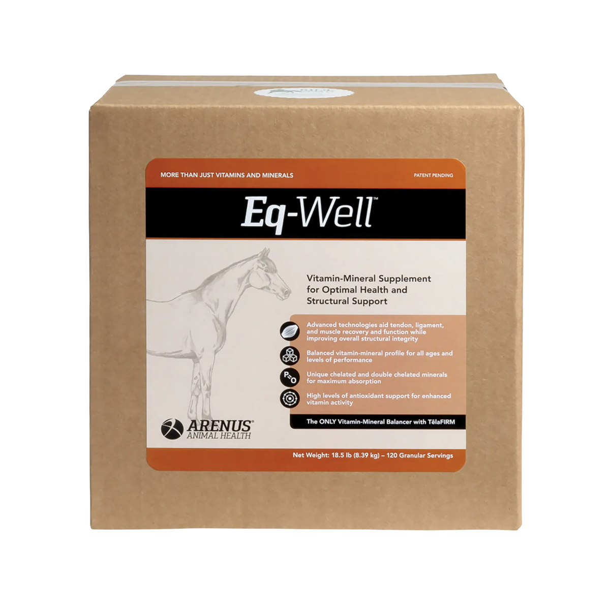 Eq-Well™,"Brown product box with front label and horse illustration"