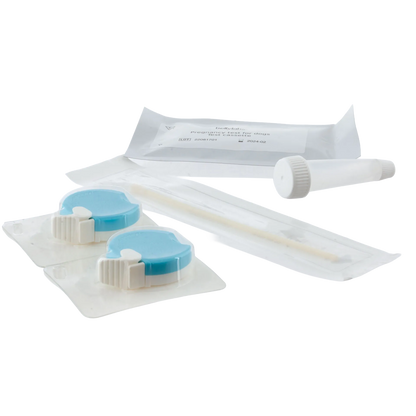 BellyLabs® Canine Pregnancy Test,"Two blue test cassettes with swab, tube, and pouch"