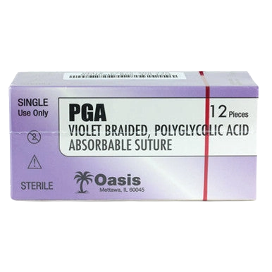 PGA Violet Braided Polyglycolic Absorbable Suture,"Purple suture box with 12-piece label"