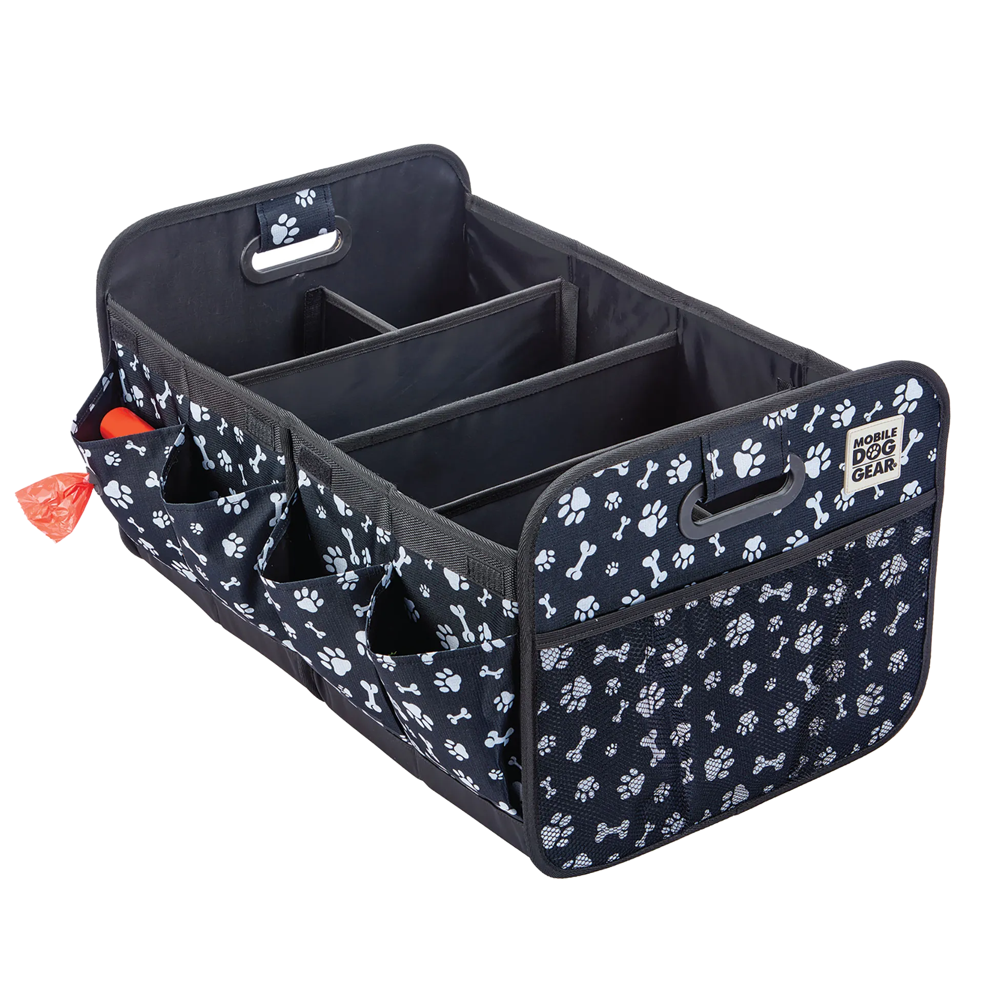 Dogssentials Collapsible Storage Organizer,"Black organizer with divided compartments and side pockets"
