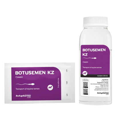 BotuSemen KZ,"Bottle with purple label and white cap beside packet"