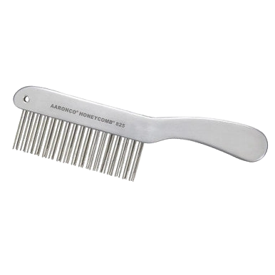 "Aaronco 8.5"" Double Row Finisher Honeycomb","Metal finishing comb with double rows and curved handle"