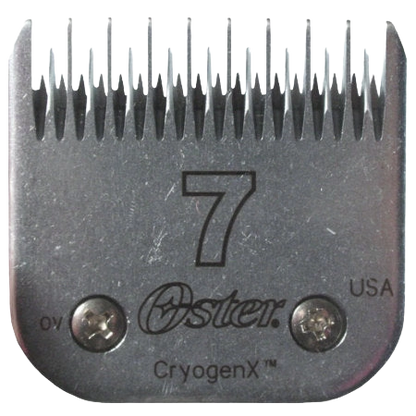 A5 Oster® Cryogen-X™ Blades,"Metal clipper blade with fine teeth, front view"