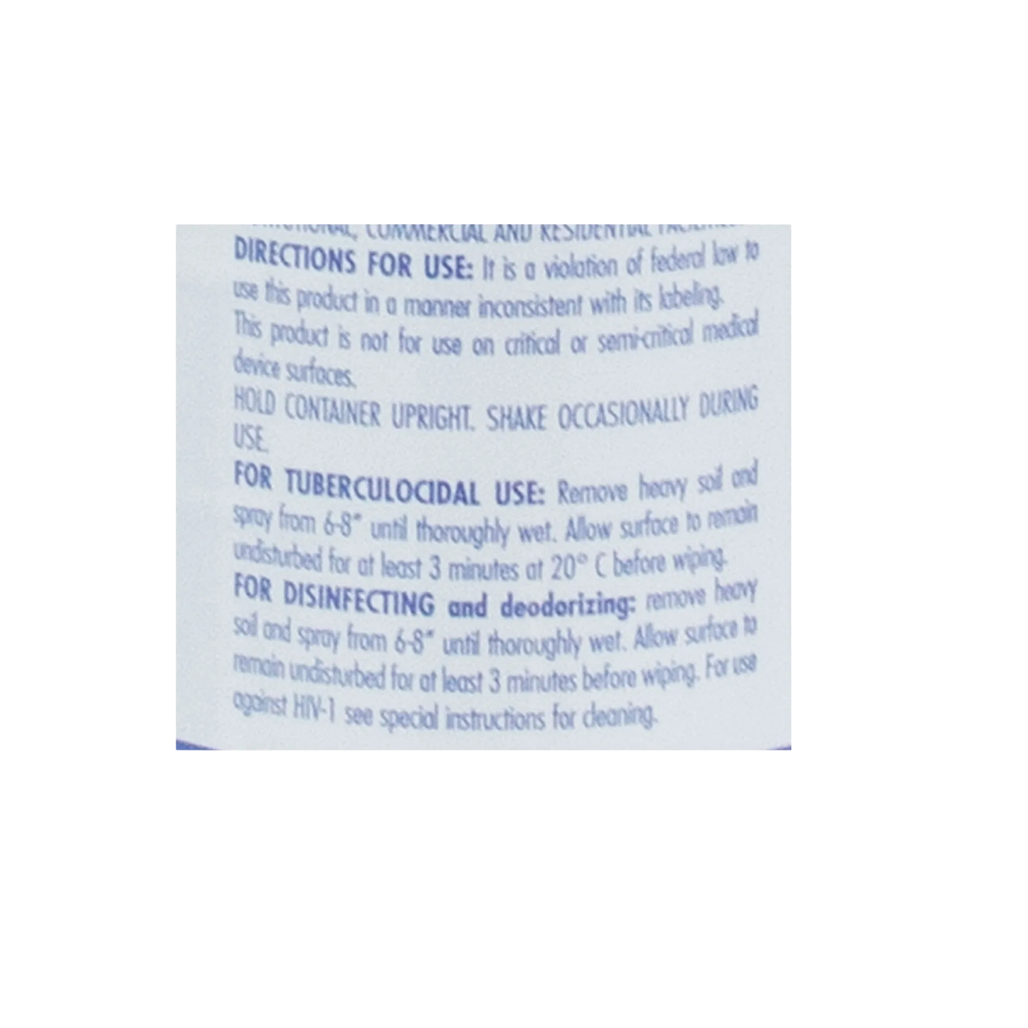 Tek-Trol® Disinfectant,"Close-up of bottle back label with directions"