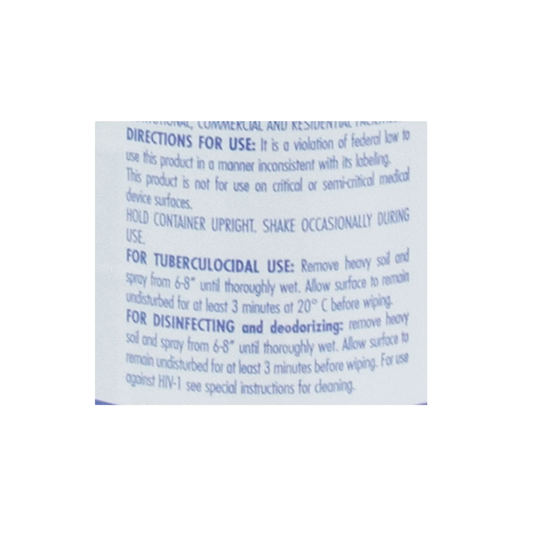 Tek-Trol® Disinfectant,"Close-up of bottle back label with directions"