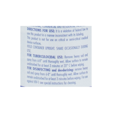 Tek-Trol® Disinfectant,"Close-up of bottle back label with directions"