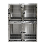 Module Stack Duo Dog Grooming Stainless Steel Cage by Waggz,"Stacked stainless steel dog cage with four front doors and trays"