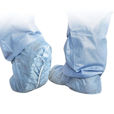 Spunbonded Polypropylene Nonskid Shoe Covers,"Pair of blue shoe covers with nonskid tread soles"