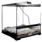 Puppywarmer® Puppy Incubator,"Glass-front incubator enclosure with cushioned bed"