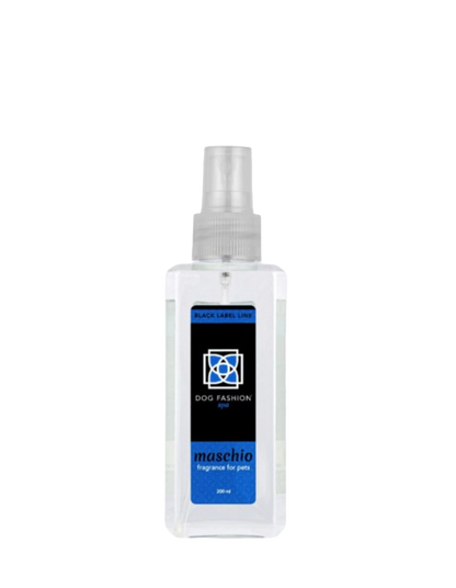Maschio Fragrance,"Clear rectangular spray bottle with blue and black label"