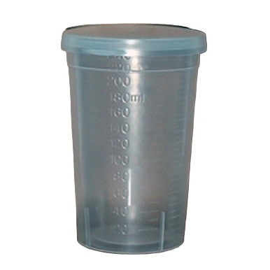 Equitainer Sterile Cup,"Clear plastic specimen cup with measurement markings"
