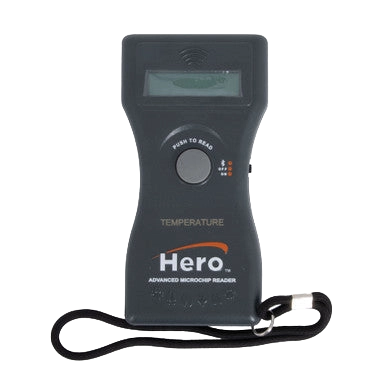 Hero™ Universal Microchip + Temp Scanner,"Handheld scanner with screen and wrist strap"