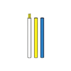 Holding Goblets,"Three upright cylindrical goblets in clear, yellow, and blue"