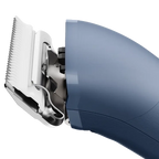 Emerge Clipper Blue by Andis With FREE 8Pc Wide Comb Attachment Bundle by Andis,"Close-up of clipper blade and blue housing"