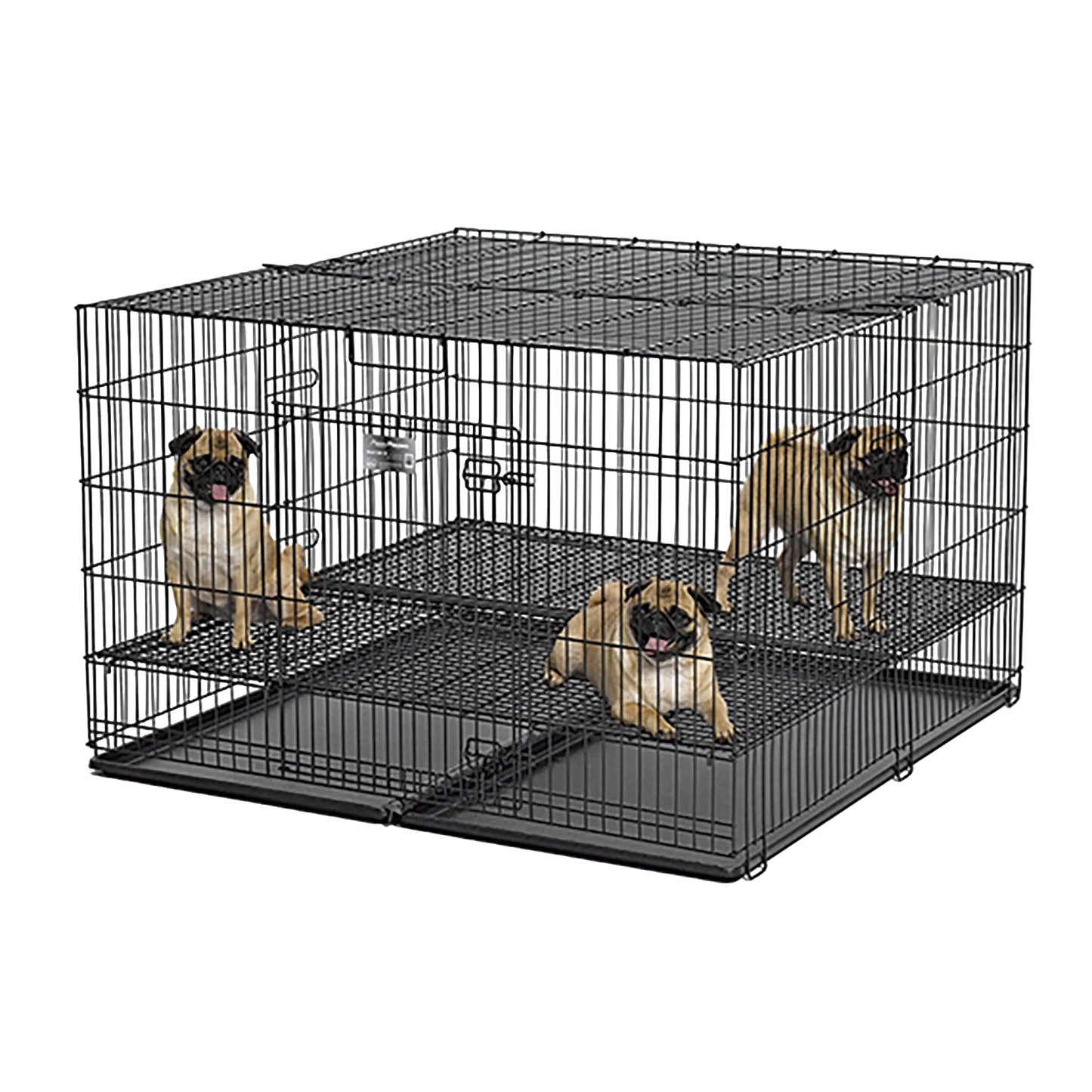 Midwest® Puppy Playpen,"Black wire playpen with mesh floor panels and tray"