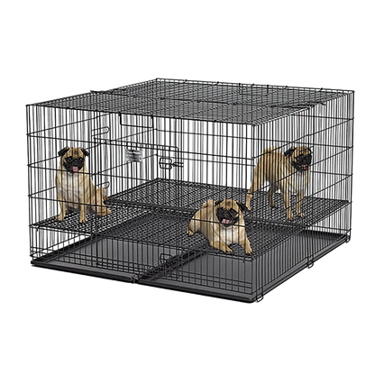 Midwest® Puppy Playpen,"Black wire playpen with mesh floor panels and tray"