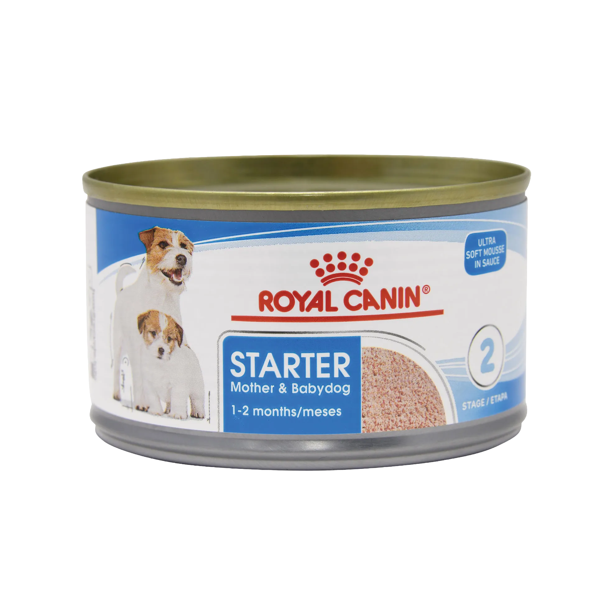 Royal Canin® Starter Mousse Mother & Babydog Food,"Front view of pet food can with dog and puppy label"