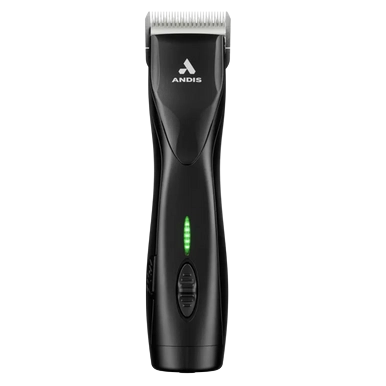 Pulse ZR II Detachable Blade Clipper with 10CeramicEdge blade by Andis,"Black clipper with silver blade and green indicator lights"