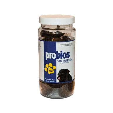 Probios® Soft Chews,"Dark plastic jar with white lid"