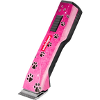 Pink Paws Saphir Cordless Clipper Two Batteries by Heiniger,"Pink clipper with black paw print pattern"