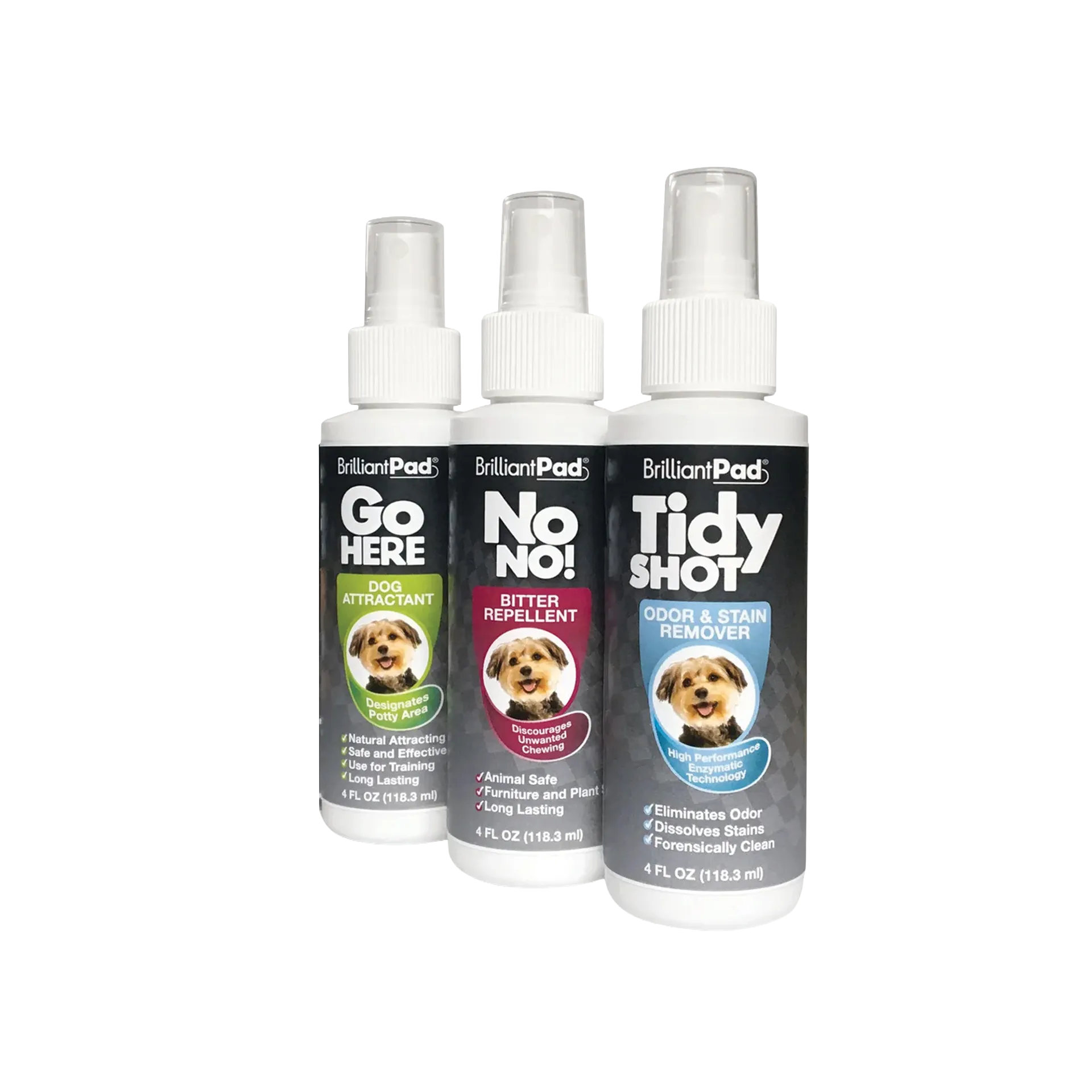 3-Spray Training and Cleaning Kit,"Three spray bottles with clear caps"