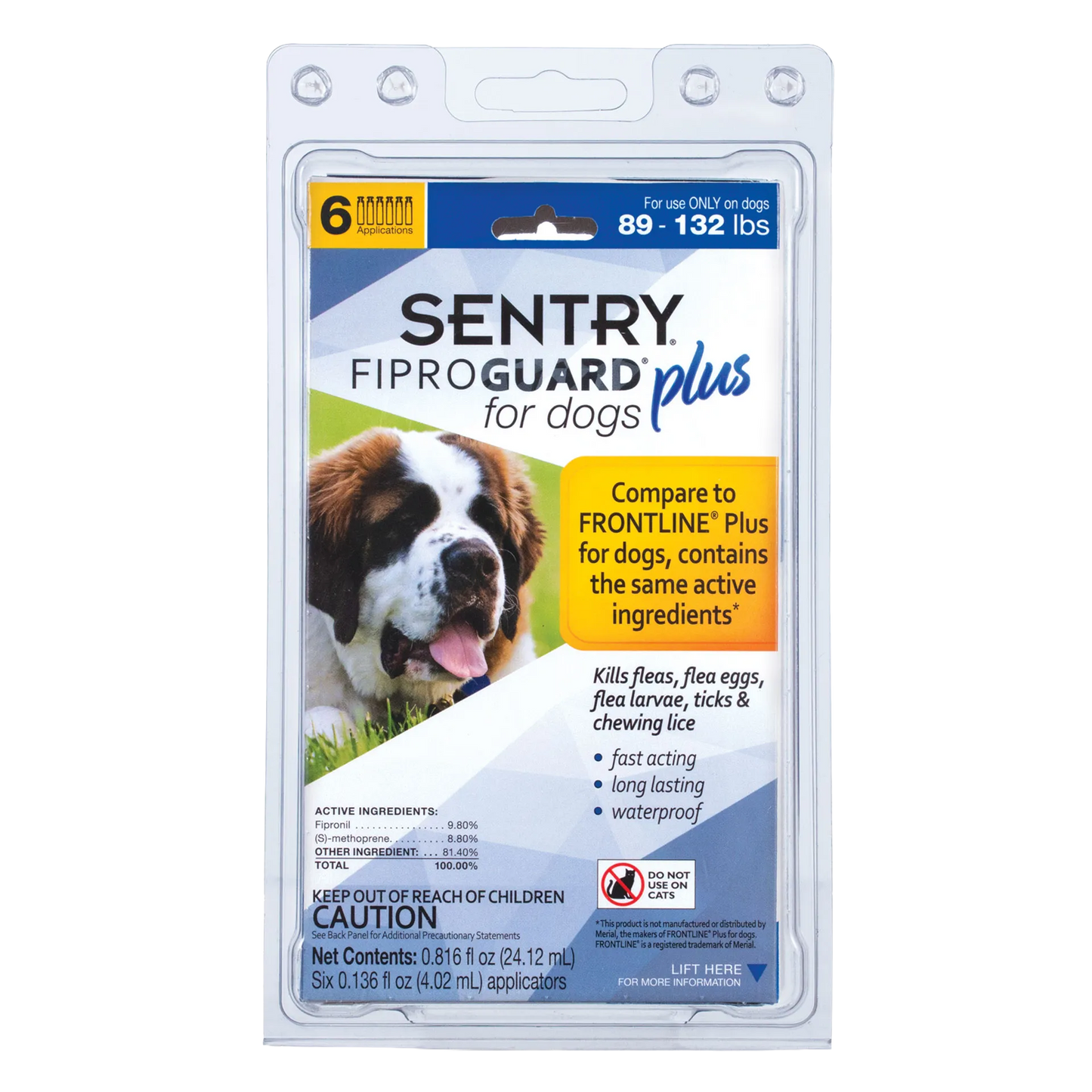 Sentry® Fiproguard® Plus for Dogs,"Front blister pack with dog image and six applicators"