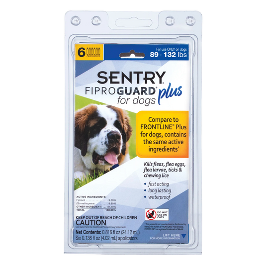 Sentry® Fiproguard® Plus for Dogs,"Front blister pack with dog image and six applicators"