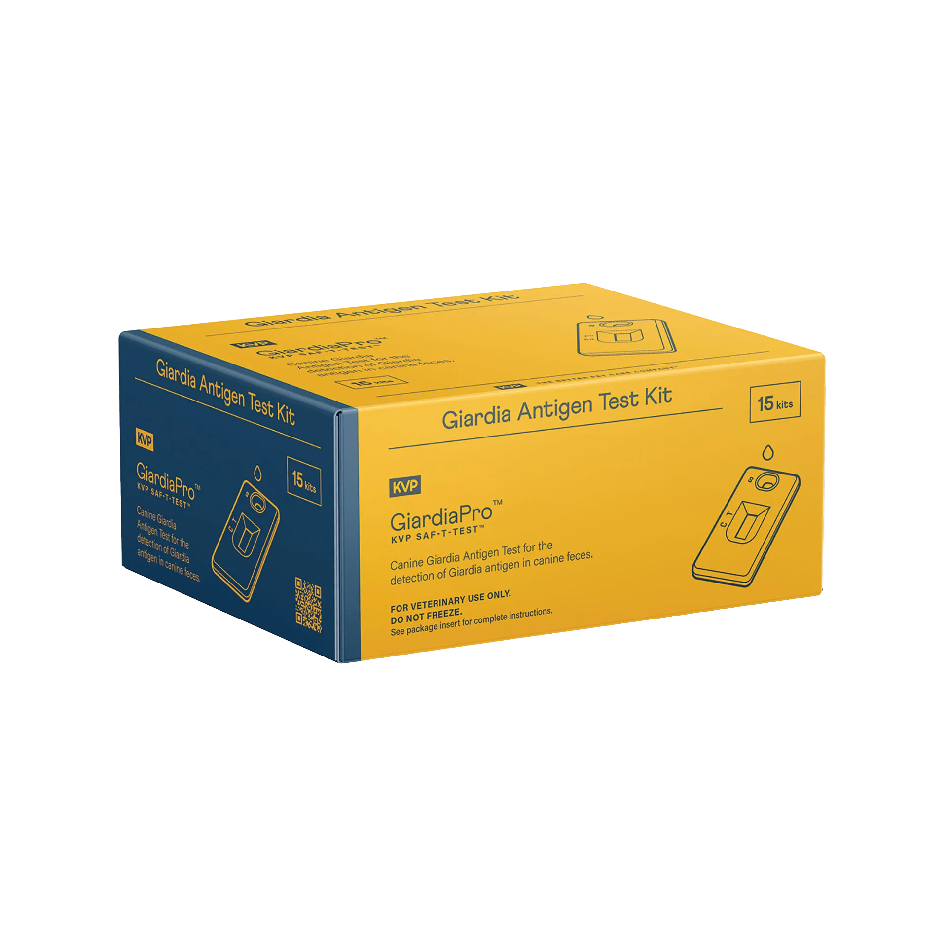 GiardiaPro,"Yellow and blue test kit box, angled front view"