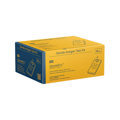 GiardiaPro,"Yellow and blue test kit box, angled front view"