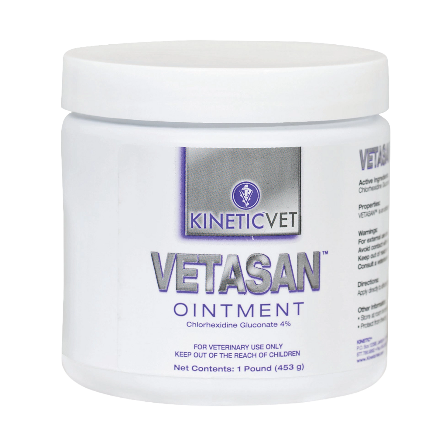 Vetasan® Ointment,"White ointment jar with screw-top lid, front label view"