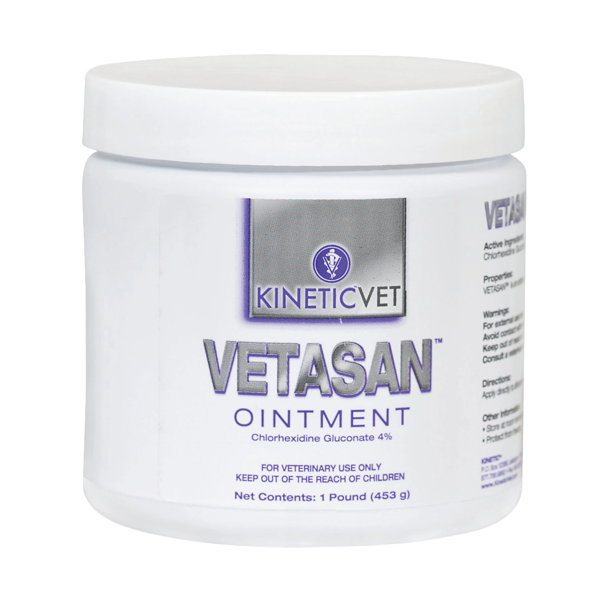 Vetasan® Ointment,"White ointment jar with screw-top lid, front label view"