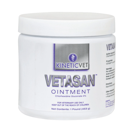 Vetasan® Ointment,"White ointment jar with screw-top lid, front label view"