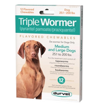 Triple Wormer®,"Box with dog photo and 12 flavored chewables"