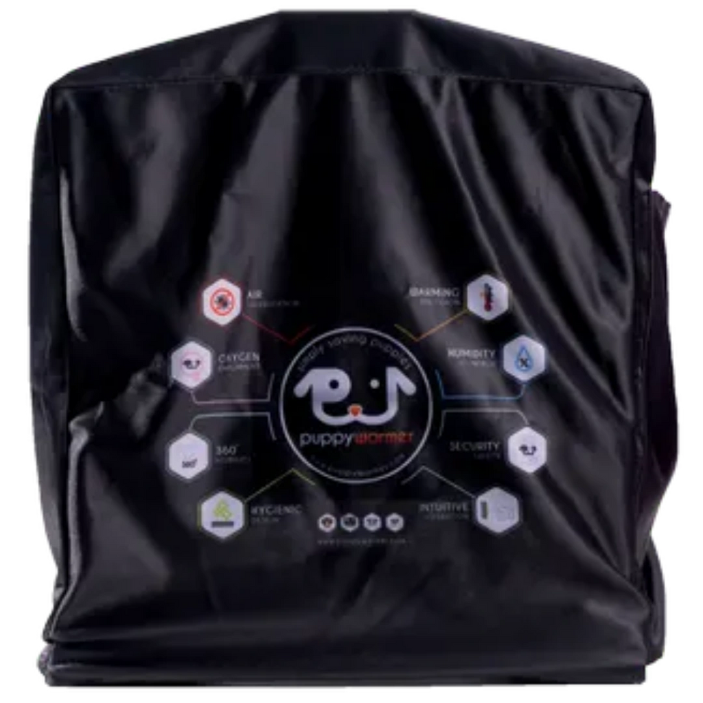Puppywarmer Cover,"Black fitted equipment cover with front graphic"