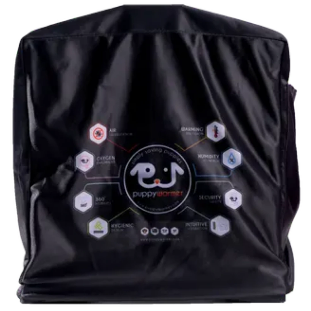 Puppywarmer Cover,"Black fitted equipment cover with front graphic"