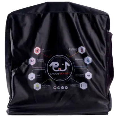 Puppywarmer Cover,"Black fitted equipment cover with front graphic"