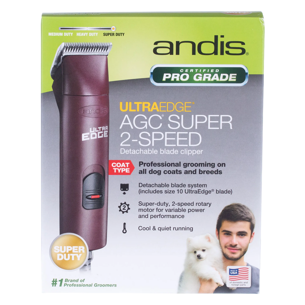 Andis® UltraEdge® Pro Clip AGC Super 2 Animal Clipper,"Front of retail box with clipper image"