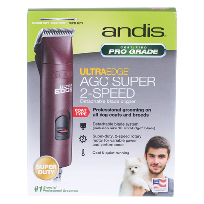 Andis® UltraEdge® Pro Clip AGC Super 2 Animal Clipper,"Front of retail box with clipper image"