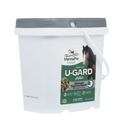 U-Gard® Pellets for Horses,"White plastic bucket with gray lid and handle"