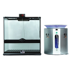 Puppywarmer® Oxygen Concentrator,"Glass pet enclosure connected to oxygen concentrator by clear tube"