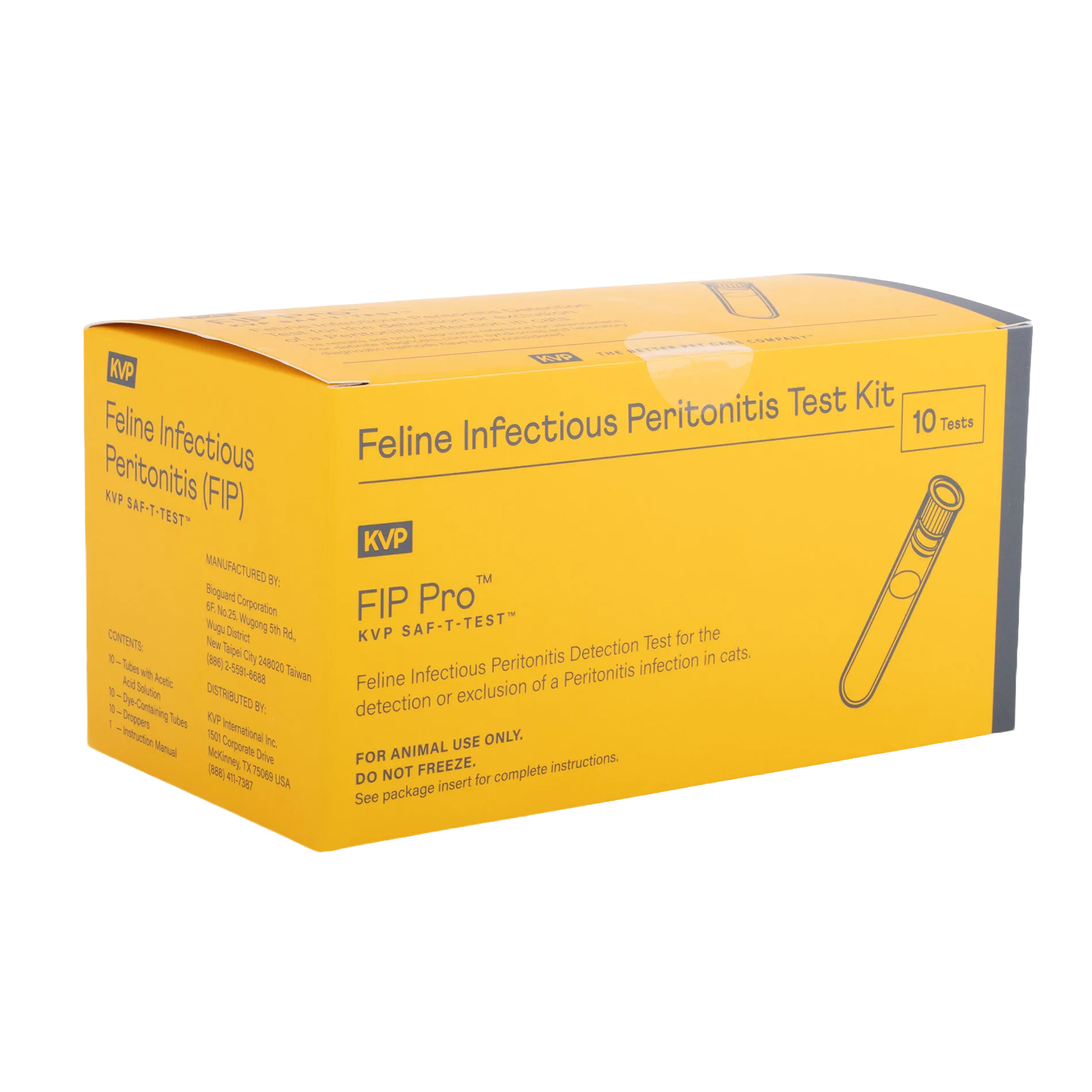 FIP Pro™ Feline Peritonitis,"Yellow test kit box with test tube illustration"