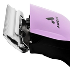 Pulse ZR II Wild Limited Edition Clipper by Andis,"Close-up of clipper blade and pink housing"