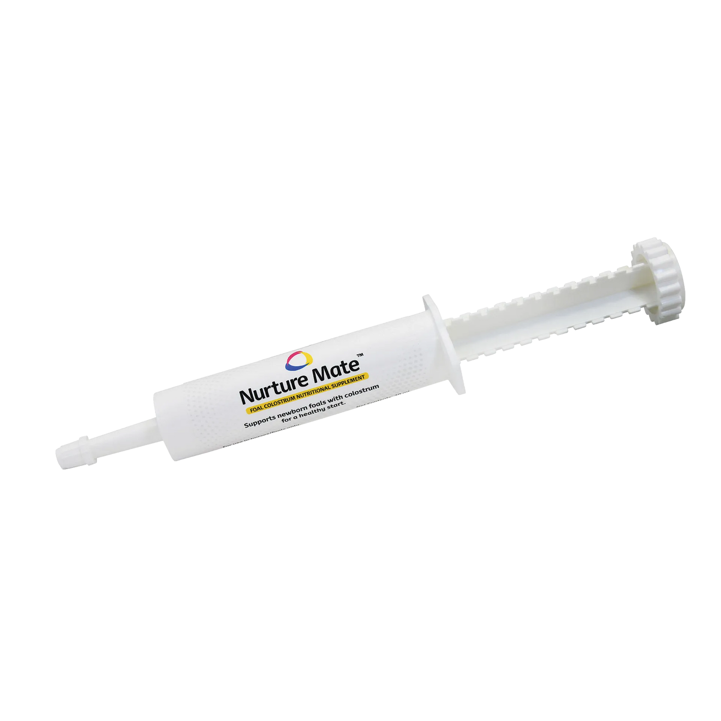 Breeder's Edge® Nurture Mate™ for Foals,"White oral dosing syringe with plunger"