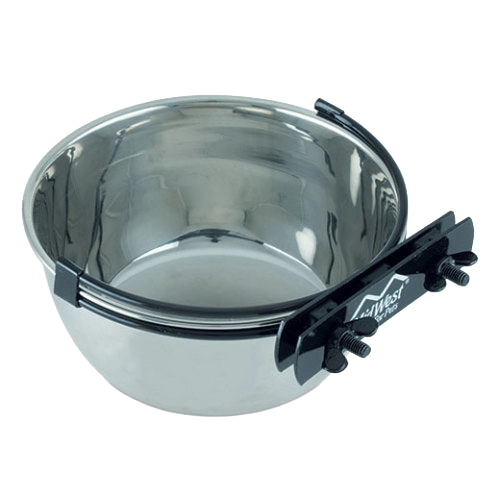 Snapy Fit Water & Feed Bowl,"Stainless steel bowl with bolt-on mounting bracket"