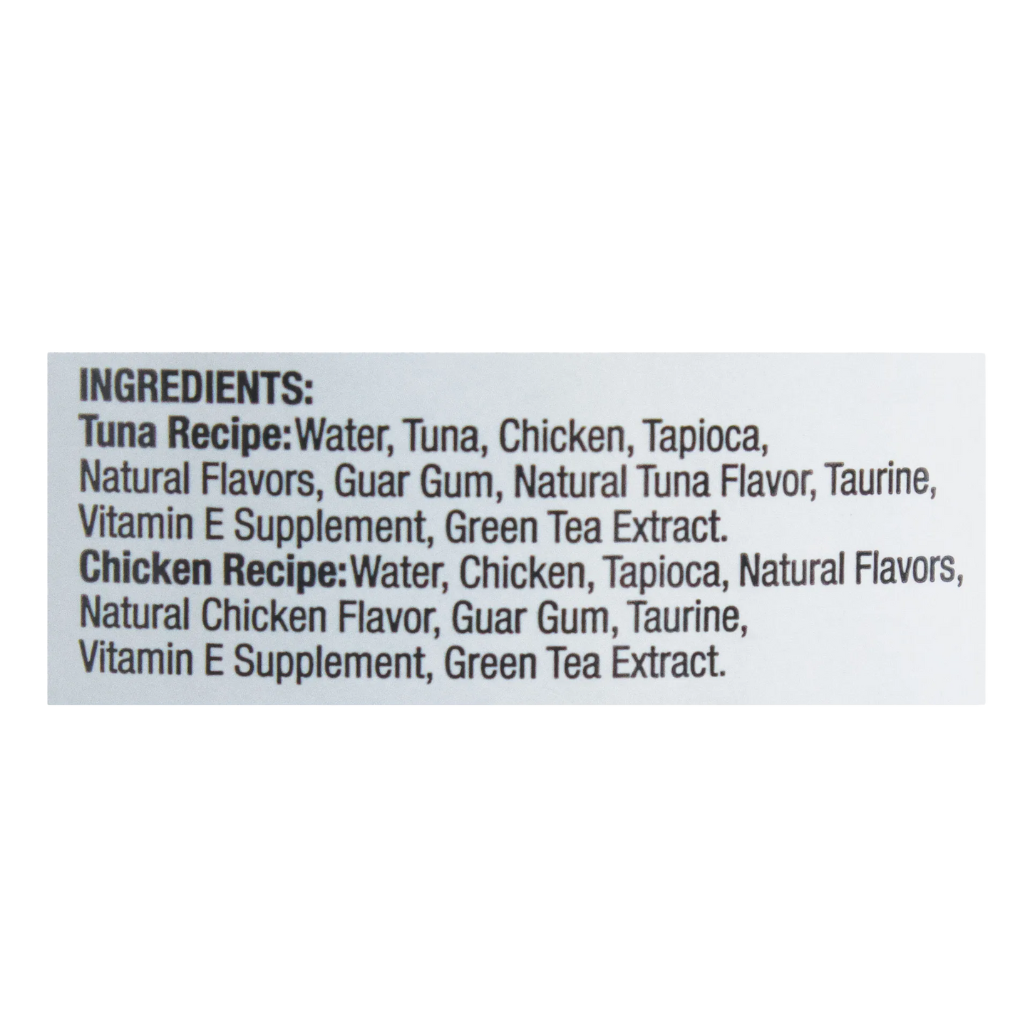 Inaba® Churu® Cat Treats,"Close-up of package ingredients panel"