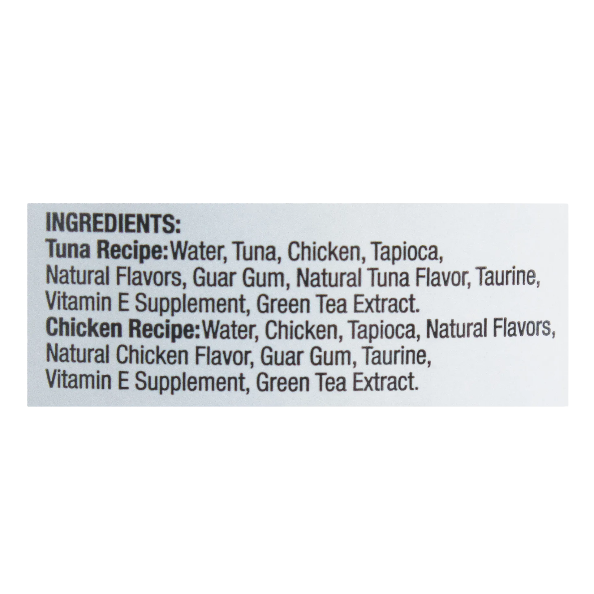 Inaba® Churu® Cat Treats,"Close-up of package ingredients panel"