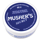 Musher's™ Secret,"Round blue and white balm tin with screw-top lid"