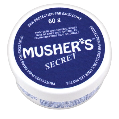 Musher's™ Secret,"Round blue and white balm tin with screw-top lid"