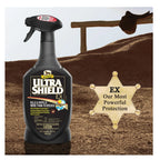 UltraShield® EX Insecticide & Repellent,"Black trigger spray bottle beside sheriff star graphic"